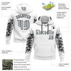 Custom White Silver-Black 3D Skull Gothic Floral Sports Pullover Sweatshirt Hoodie