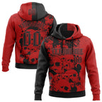 Custom Red Black 3D Skull Gothic Splash Vintage Grunge Art Sports Pullover Sweatshirt Hoodie