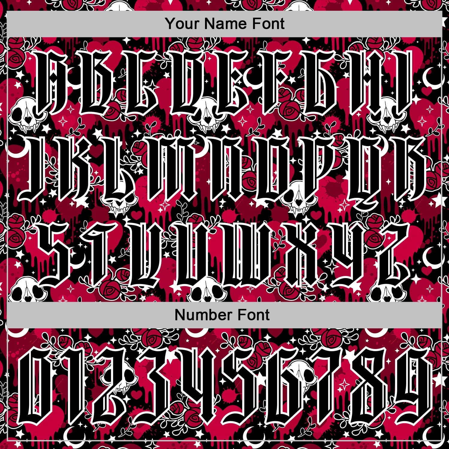 Custom Red Black-White 3D Skull Roses Gothic Splash Hearts Stars Sports Pullover Sweatshirt Hoodie