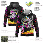 Custom Stitched Black White 3D Pattern Design Motorcycle Motocross Racing Sports Pullover Sweatshirt Hoodie