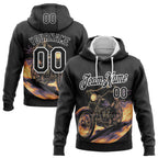 Custom Stitched Black White 3D Pattern Design Motorcycle Motocross Skull Racing Sports Pullover Sweatshirt Hoodie