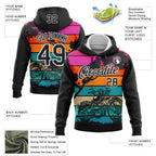Custom Stitched Black White 3D Pattern Design Motorcycle Motocross Racing Sports Pullover Sweatshirt Hoodie