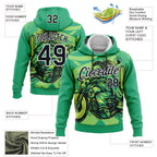 Custom Stitched Green Black-White 3D Pattern Design Motorcycle Motocross Skull Racing Sports Pullover Sweatshirt Hoodie