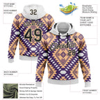 Custom Stitched White Black-City Cream 3D Pattern Design Tribal Ethnic Native American Sports Pullover Sweatshirt Hoodie