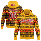 Custom Stitched Gold Red-White 3D Pattern Design Tribal Ethnic Native American Sports Pullover Sweatshirt Hoodie
