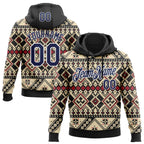 Custom Stitched Cream Navy Black-White 3D Pattern Design Tribal Ethnic Native American Sports Pullover Sweatshirt Hoodie