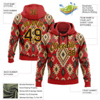 Custom Stitched Red Brown-Yellow 3D Pattern Design Tribal Ethnic Native American Sports Pullover Sweatshirt Hoodie