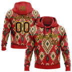 Custom Stitched Red Brown-Yellow 3D Pattern Design Tribal Ethnic Native American Sports Pullover Sweatshirt Hoodie