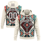 Custom Stitched Cream White-Brown 3D Pattern Design Tribal Ethnic Native American Sports Pullover Sweatshirt Hoodie