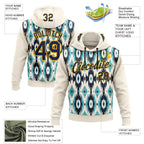 Custom Stitched Cream Navy-Gold 3D Pattern Design Tribal Ethnic Native American Sports Pullover Sweatshirt Hoodie