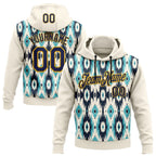 Custom Stitched Cream Navy-Gold 3D Pattern Design Tribal Ethnic Native American Sports Pullover Sweatshirt Hoodie