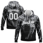 Custom Stitched Black White-Gray 3D Pattern Design Splash Grunge Art Sports Pullover Sweatshirt Hoodie