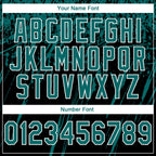 Custom Stitched Black Teal-White 3D Pattern Design Splash Grunge Art Sports Pullover Sweatshirt Hoodie