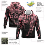 Custom Stitched Black Medium Pink 3D Pattern Design Splash Grunge Art Sports Pullover Sweatshirt Hoodie