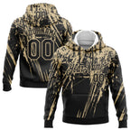 Custom Stitched Black Vegas Gold 3D Pattern Design Splash Grunge Art Sports Pullover Sweatshirt Hoodie