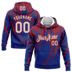 Custom Stitched Royal White-Red 3D Pattern Design Splash Grunge Art Sports Pullover Sweatshirt Hoodie