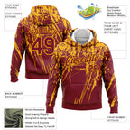 Custom Stitched Crimson Gold 3D Pattern Design Splash Grunge Art Sports Pullover Sweatshirt Hoodie