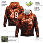 Custom Stitched Brown White-Orange 3D Pattern Design Splash Grunge Art Sports Pullover Sweatshirt Hoodie