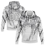 Custom Stitched White Steel Gray 3D Pattern Design Splash Grunge Art Sports Pullover Sweatshirt Hoodie