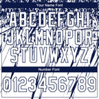 Custom Stitched White Navy 3D Pattern Design Splash Grunge Art Sports Pullover Sweatshirt Hoodie