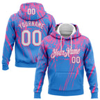Custom Stitched Powder Blue White-Pink 3D Pattern Design Splash Grunge Art Sports Pullover Sweatshirt Hoodie