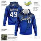 Custom Stitched Thunder Blue White-Black 3D Pattern Design Splash Grunge Art Sports Pullover Sweatshirt Hoodie