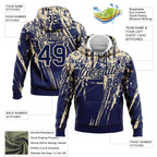 Custom Stitched Navy Cream 3D Pattern Design Splash Grunge Art Sports Pullover Sweatshirt Hoodie