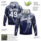 Custom Stitched Navy White-Silver 3D Pattern Design Splash Grunge Art Sports Pullover Sweatshirt Hoodie