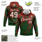 Custom Stitched Green White-Red 3D Pattern Design Splash Grunge Art Sports Pullover Sweatshirt Hoodie