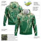 Custom Stitched Kelly Green Cream 3D Pattern Design Splash Grunge Art Sports Pullover Sweatshirt Hoodie