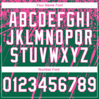 Custom Stitched Kelly Green White-Pink 3D Pattern Design Splash Grunge Art Sports Pullover Sweatshirt Hoodie