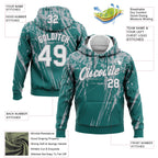 Custom Stitched Teal White-Gray 3D Pattern Design Splash Grunge Art Sports Pullover Sweatshirt Hoodie