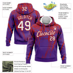 Custom Stitched Purple White-Red 3D Pattern Design Splash Grunge Art Sports Pullover Sweatshirt Hoodie