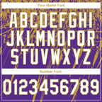 Custom Stitched Purple White-Old Gold 3D Pattern Design Splash Grunge Art Sports Pullover Sweatshirt Hoodie