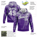 Custom Stitched Purple White-Gray 3D Pattern Design Splash Grunge Art Sports Pullover Sweatshirt Hoodie