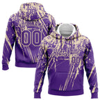 Custom Stitched Purple Cream 3D Pattern Design Splash Grunge Art Sports Pullover Sweatshirt Hoodie