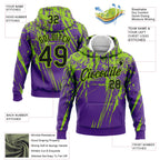 Custom Stitched Purple Black-Neon Green 3D Pattern Design Splash Grunge Art Sports Pullover Sweatshirt Hoodie