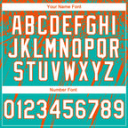 Custom Stitched Aqua White-Orange 3D Pattern Design Splash Grunge Art Sports Pullover Sweatshirt Hoodie