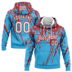 Custom Stitched Sky Blue White-Red 3D Pattern Design Splash Grunge Art Sports Pullover Sweatshirt Hoodie