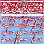 Custom Stitched Light Blue White-Red 3D Pattern Design Splash Grunge Art Sports Pullover Sweatshirt Hoodie