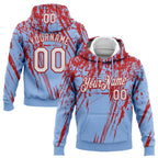 Custom Stitched Light Blue White-Red 3D Pattern Design Splash Grunge Art Sports Pullover Sweatshirt Hoodie