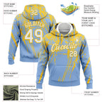 Custom Stitched Light Blue White-Yellow 3D Pattern Design Splash Grunge Art Sports Pullover Sweatshirt Hoodie