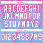 Custom Stitched Light Blue White-Pink 3D Pattern Design Splash Grunge Art Sports Pullover Sweatshirt Hoodie