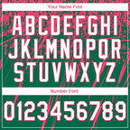 Custom Stitched Kelly Green White-Neon Pink 3D Pattern Design Splash Grunge Art Sports Pullover Sweatshirt Hoodie