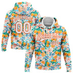 Custom Stitched White Orange 3D Pattern Design Fruit Sports Pullover Sweatshirt Hoodie