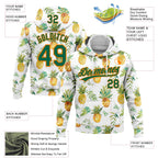 Custom Stitched White Kelly Green-Bay Orange 3D Pattern Design Fruit Pineapples Sports Pullover Sweatshirt Hoodie