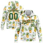 Custom Stitched White Kelly Green-Bay Orange 3D Pattern Design Fruit Pineapples Sports Pullover Sweatshirt Hoodie
