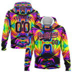 Custom Stitched Black Pink 3D Pattern Design Abstract Iridescent Psychedelic Swirl Fluid Art Sports Pullover Sweatshirt Hoodie