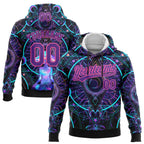 Custom Stitched Black Purple-Pink 3D Pattern Design Magic Mushrooms Over Sacred Geometry Psychedelic Hallucination Sports Pullover Sweatshirt Hoodie
