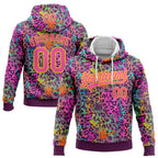 Custom Stitched Graffiti Pattern Pink-Gold 3D Colorful Leopard Print Sports Pullover Sweatshirt Hoodie
